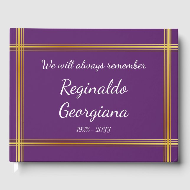 Faux Gold Border Funeral Memorial Livre d'or (Recto)