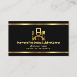 Faux Gold Borders Emerald Green Caterer  Business Card