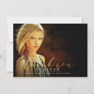 Faux Gold Brush Script Graduation Merci Cartes