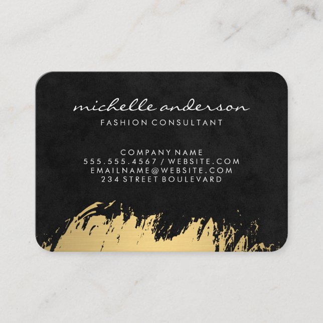Faux Gold Brushed / Black Lux Business Card (Front)