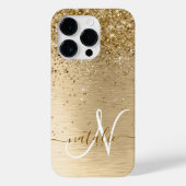 Faux Gold Brushed Metal Glitter Print Monogram Nam Case-Mate iPhone Case (Back)