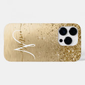 Faux Gold Brushed Metal Glitter Print Monogram Nam Case-Mate iPhone Case (Back (Horizontal))