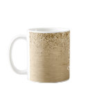 Faux Gold Brushed Metal Glitter Print Monogram Nam