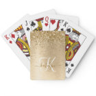 Faux Gold Brushed Metal Glitter Print Monogram Nam