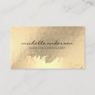 Faux Gold Brushed Metallic Gold Triangle Pattern Business Card