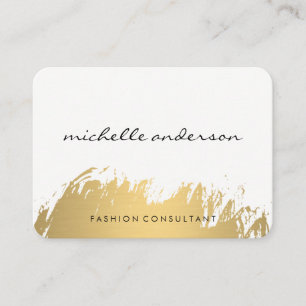 Faux Gold Brushed White Grey Business Card