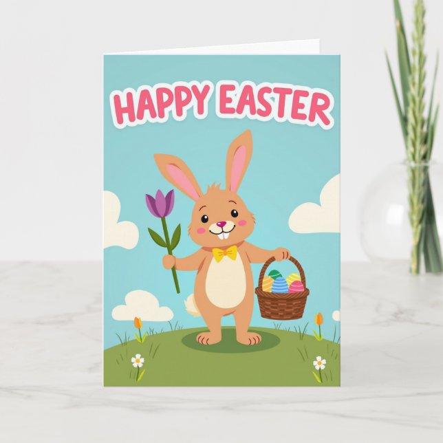 Faux Gold Bunny Springtime Card (Front)