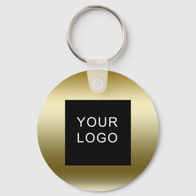Faux Gold Business Corporate Logo Design Keychain (Front)