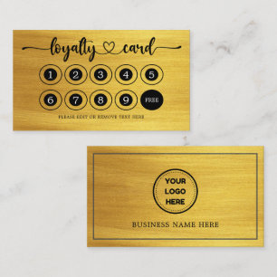 Faux Gold Business Logo Store Salon Coffee Shop Loyalty Card