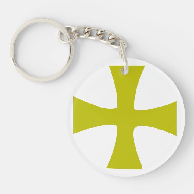 Faux Gold Byzantine Cross Keychain (Front)
