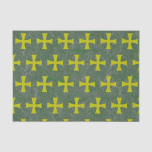 Faux Gold Byzantine Cross on Mossy Green Tissue Paper