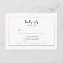 Faux Gold cadre mariage réponse RSVP