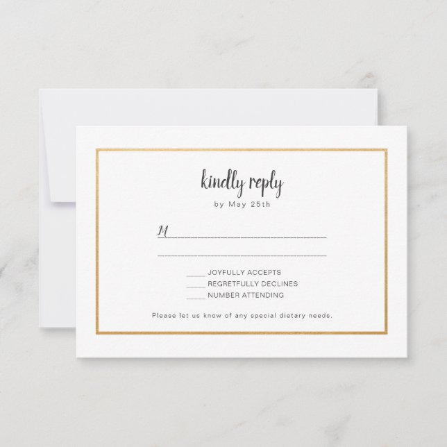 Faux Gold cadre mariage réponse RSVP (Devant)