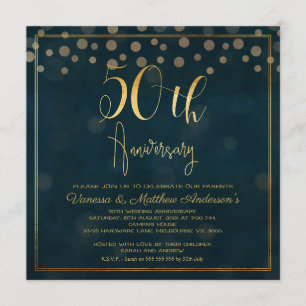 Faux Gold Calligraphy Invitation du 50e anniversai