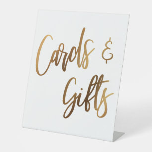 Faux Gold Casual Handwriting Cards & Gifts Pedestal Sign