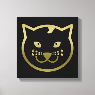 Faux Gold Cat Face - Custom background colour Canvas Print