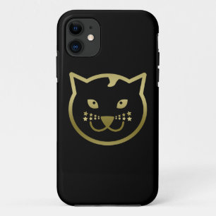 Faux Gold Cat Face - Custom background colour iPhone 11 Case