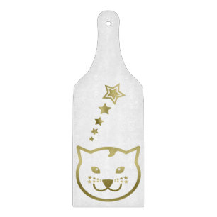 Faux Gold Cat Face - Custom background colour Cutting Board