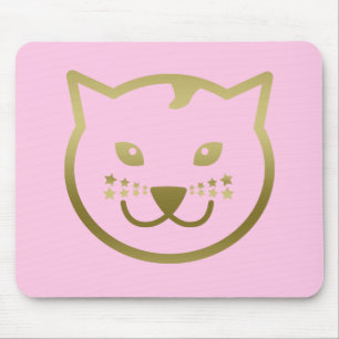 Faux Gold Cat Face - Custom background colour Mouse Pad