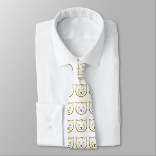 Faux Gold Cat Face - Custom background colour Tie