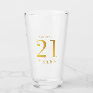 Faux Gold Cheers to 21 Years Birthday Glass