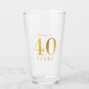 Faux Gold Cheers to 40 Years Birthday Glass