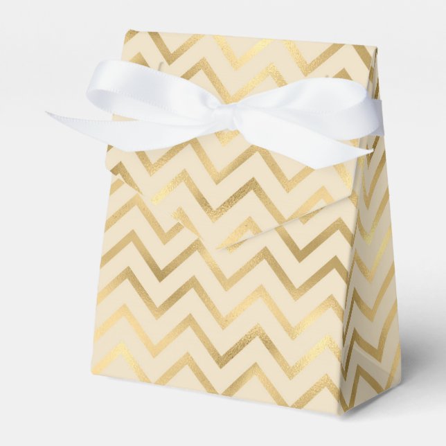 Faux Gold Chevron Pattern Favor Box (Front Side)