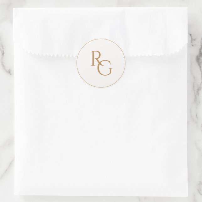 Faux Gold | Chic Simple Initials  Classic Round Sticker (Bag)