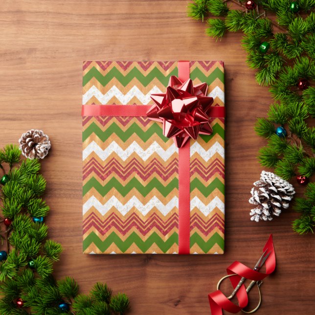 Faux Gold Christmas Zigzag Pattern Wrapping Paper (Holiday Gift)