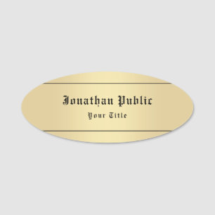 Faux Gold Classic Look Personalized Template Name Tag