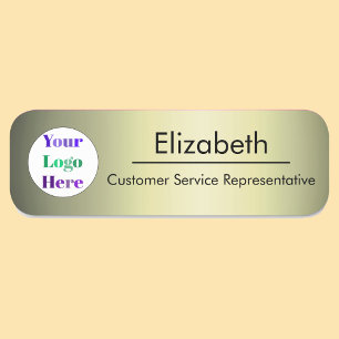 Faux Gold Company Branded Your Logo Here Name Tag