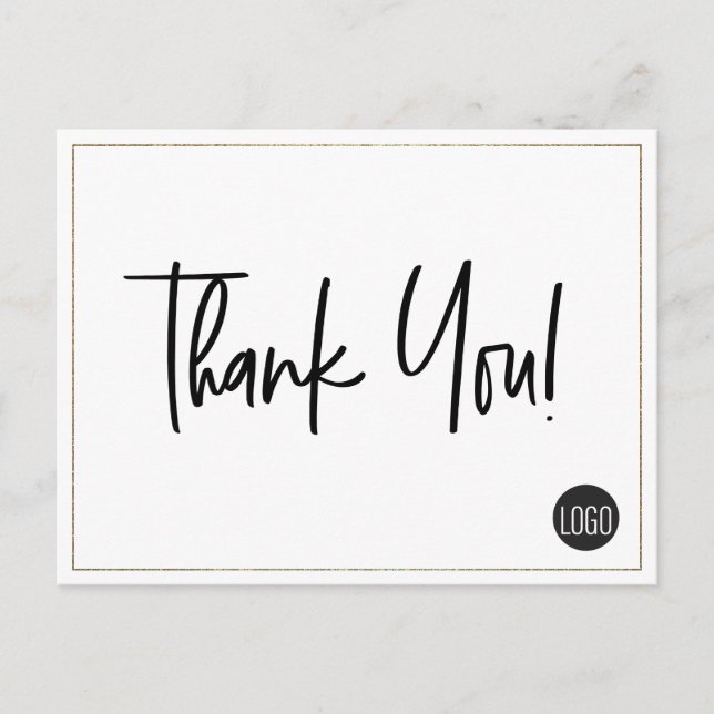 Faux Gold Company Logo Custom Thank You Postcard (Front)