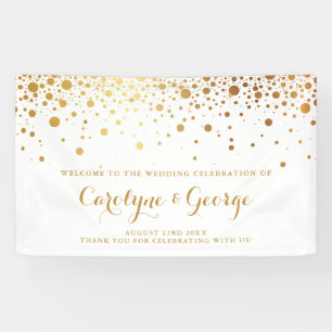 Faux Gold Confetti Dots Mariage Welcome Bannière