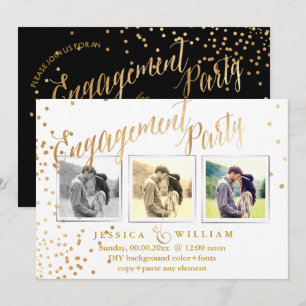 Faux Gold Confetti Engagement Party Invitation