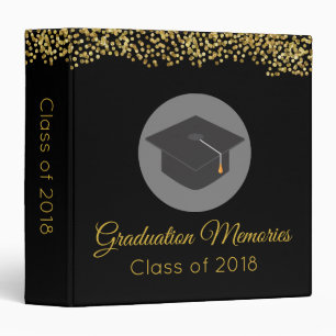 Faux Gold Confetti & Graduation Cap Class of 20xx Binder