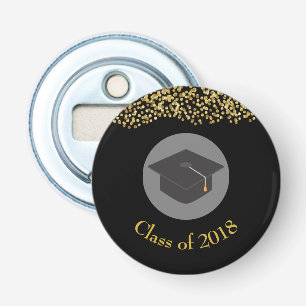Faux Gold Confetti & Graduation Cap Class of 20xx Bottle Opener