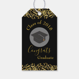 Faux Gold Confetti & Graduation Cap Class of 20xx Gift Tags