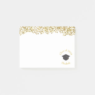 Faux Gold Confetti & Graduation Cap Class of 20xx Post-it Notes