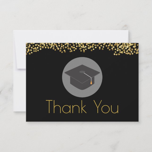 Faux Gold Confetti & Graduation Cap Merci (Devant)