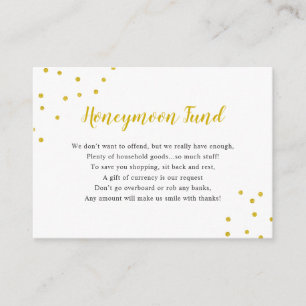 Faux Gold Confetti Honeymoon Fund Enclosure Card