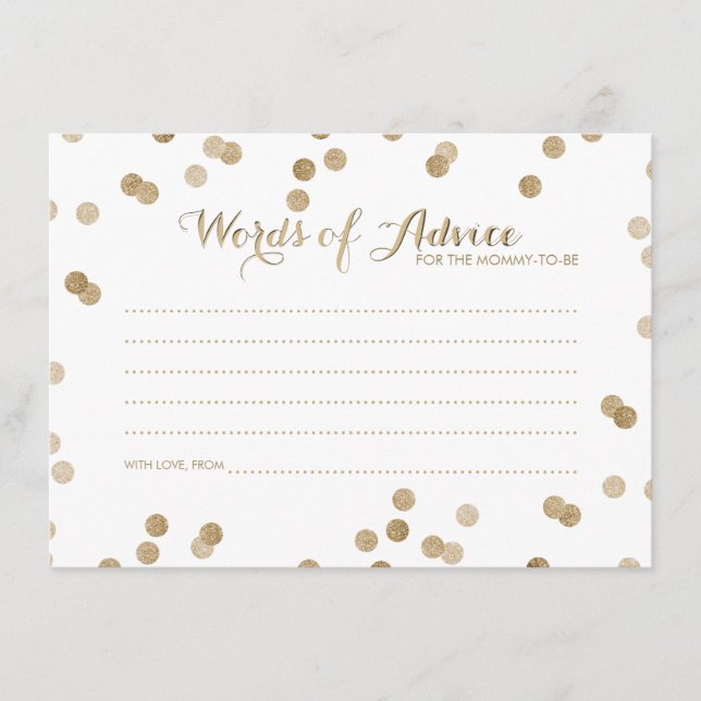 Faux Gold Confetti Mots modernes de cartes de cons (Devant)