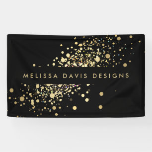 Faux Gold Confetti on Black Banner