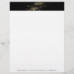 Faux Gold Confetti on Black Modern Letterhead<br><div class="desc">Coordinates with the Faux Gold Confetti on Black Modern Business Card Template by 1201AM. A fun splash of faux metallic gold confetti dots adorns this modern letterhead design. © 1201AM CREATIVE</div>