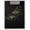 Faux Gold Confetti on Black Modern Personalized