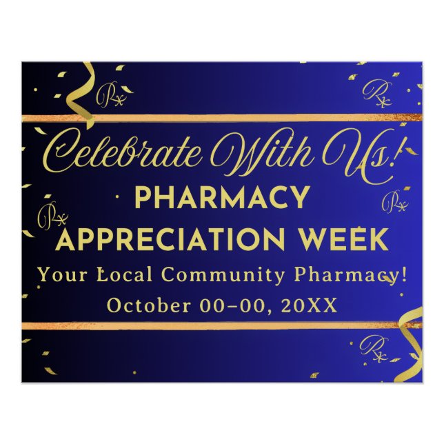 Faux Gold Confetti Pharmacy Appreciation Poster (Front)
