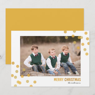 Faux Gold Confetti Photo Joyeuse carte de Noël