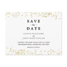 Faux Gold Confetti | Save The Date Postcard