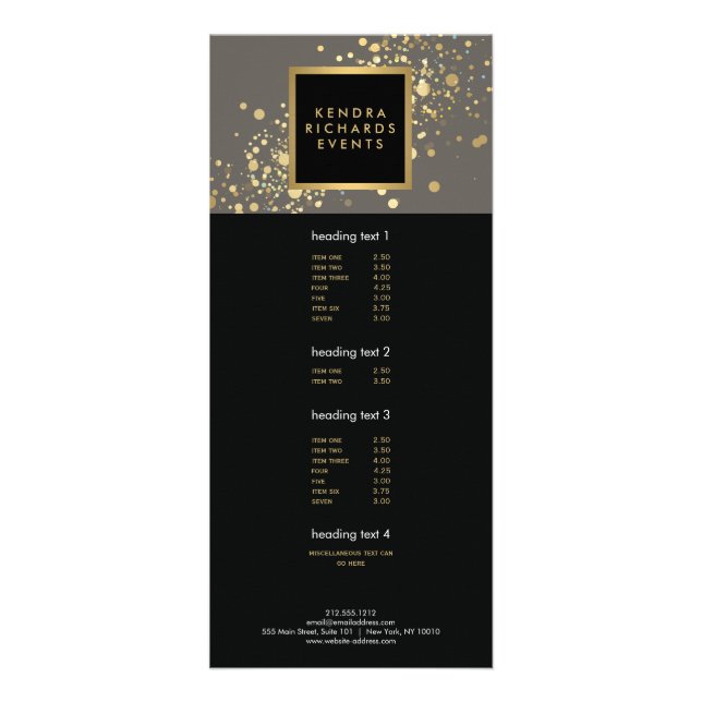 Faux Gold Confetti sur carte en rack gris moderne (Devant)