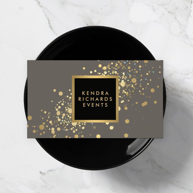 Faux Gold Confetti sur le Carte de visite gris mod (Créateur téléchargé)