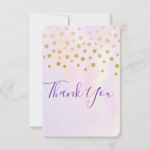 Faux Gold Confetti sur Merci d'aquarelle violet